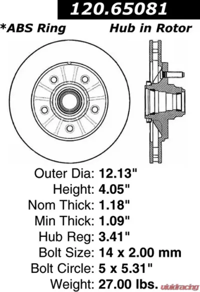 Centric Premium Brake Rotor 120.65081 - 120.65081
