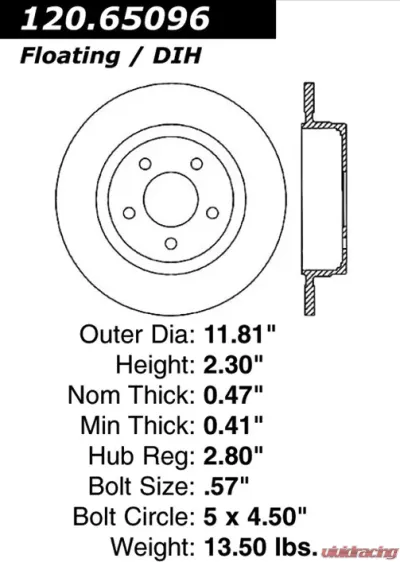 Centric Premium Brake Rotor 120.65096 - 120.65096