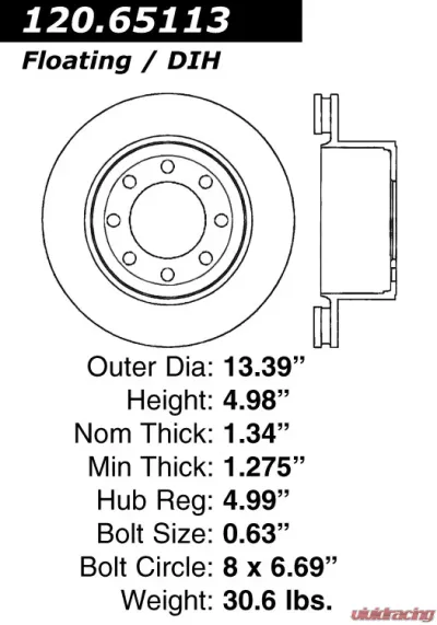 Centric Premium Brake Rotor 120.65113 - 120.65113