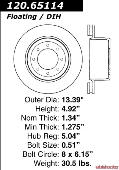 Centric Premium Brake Rotor 120.65114 - 120.65114