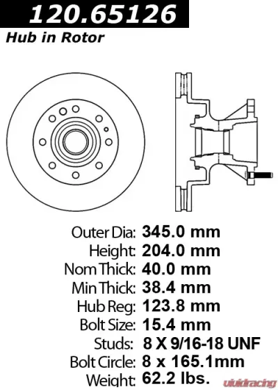 Centric Premium Brake Rotor 120.65126 - 120.65126