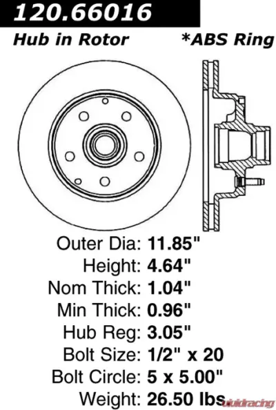 Centric Premium Brake Rotor 120.66016 - 120.66016