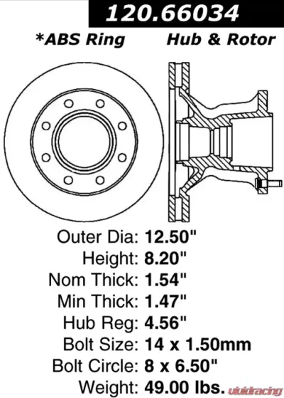 Centric Premium Brake Rotor 120.66034 - 120.66034
