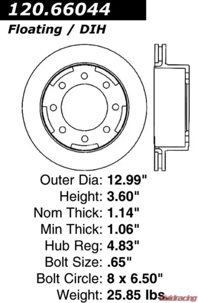 Centric Premium Brake Rotor 120.66044 - 120.66044