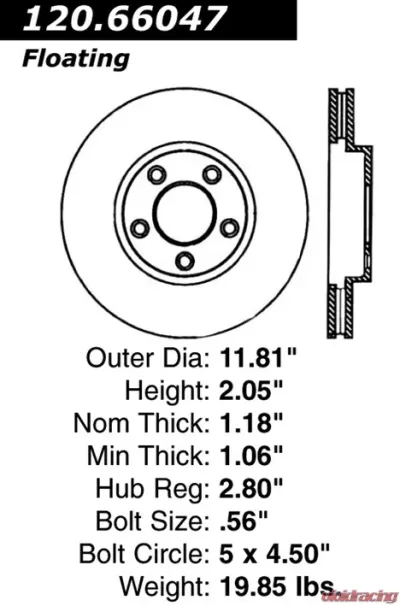Centric Premium Brake Rotor 120.66047 - 120.66047