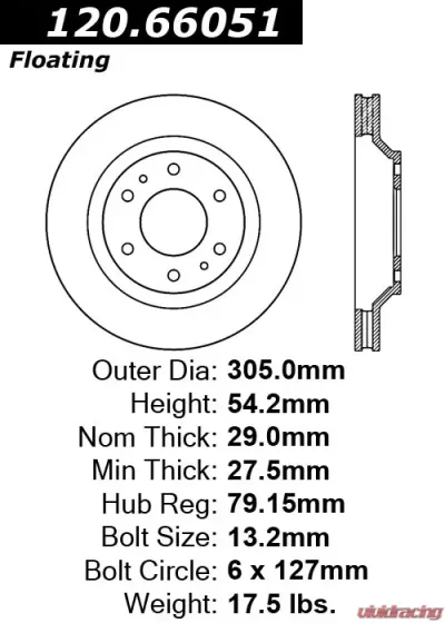 Centric Premium Brake Rotor 120.66051 - 120.66051