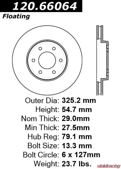 Centric Premium Brake Rotor 120.66064 - 120.66064