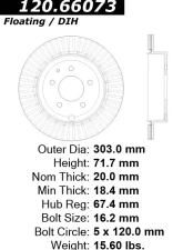 Centric Premium Brake Rotor 120.66073                                     - 120.66073 - Image 4