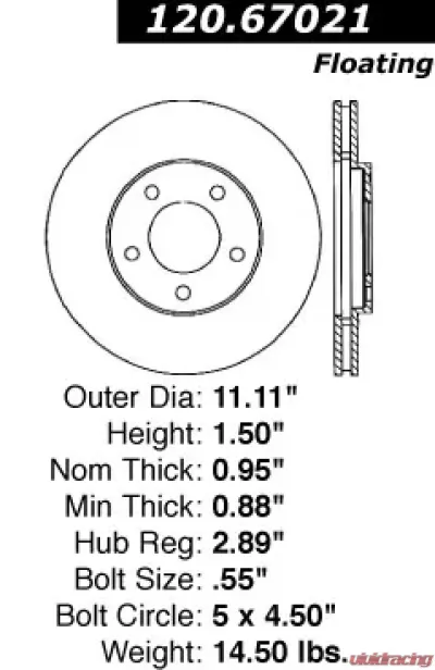 Centric Premium Brake Rotor 120.67021 - 120.67021