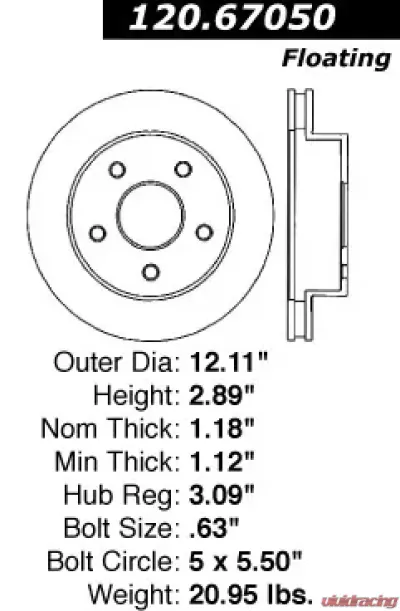 Centric Premium Brake Rotor 120.67050 - 120.67050