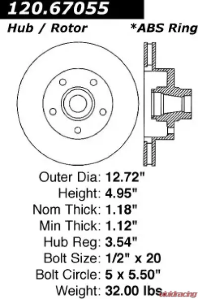 Centric Premium Brake Rotor 120.67055 - 120.67055
