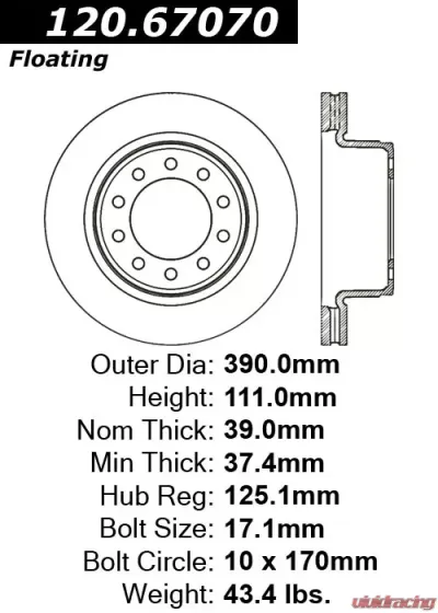 Centric Premium Brake Rotor 120.67070 - 120.67070