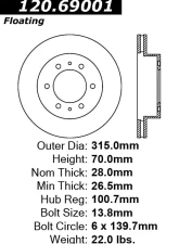Centric Premium Brake Rotor 120.69001                                     - 120.69001 - Image 4