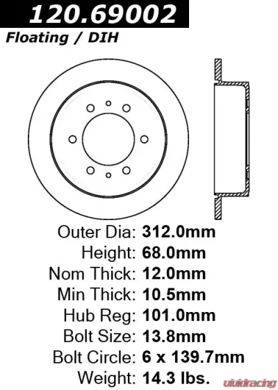 Centric Premium Brake Rotor 120.69002 - 120.69002