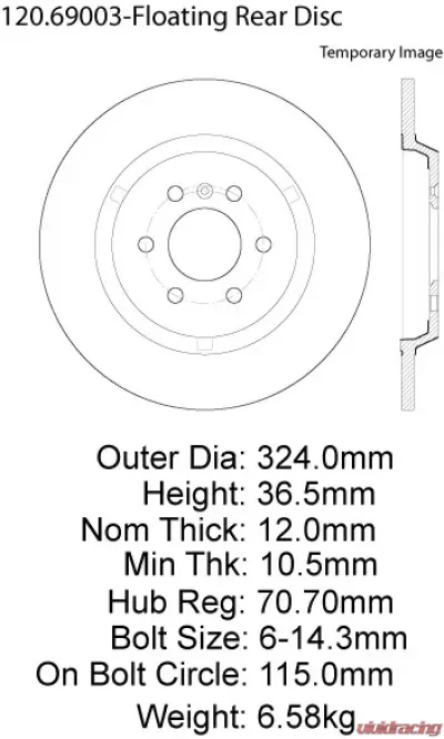 Centric Premium Brake Rotor 120.69003 - 120.69003
