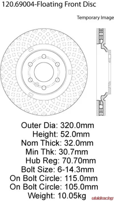 Centric Premium Brake Rotor 120.69004 - 120.69004