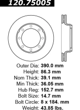 Centric Premium Brake Rotor 120.75005                                     - 120.75005 - Image 4
