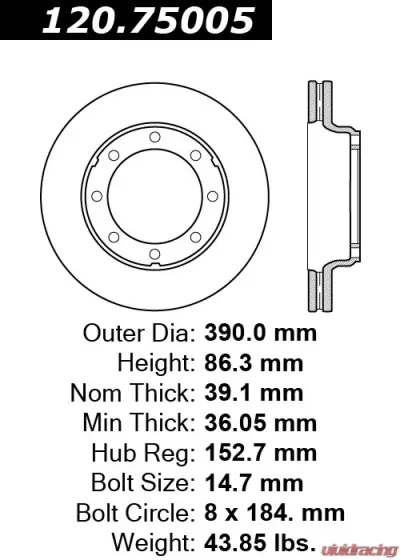 Centric Premium Brake Rotor 120.75005 - 120.75005