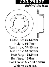 Centric Premium Brake Rotor 120.79027                                     - 120.79027 - Image 4