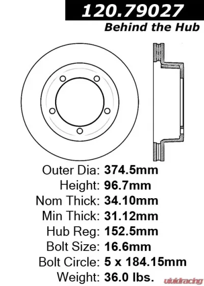 Centric Premium Brake Rotor 120.79027 - 120.79027