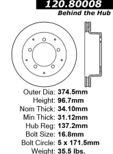 Centric Premium Brake Rotor 120.80008                                     - 120.80008 - Image 4