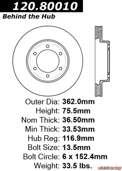 Centric Premium Brake Rotor 120.80010 - 120.80010