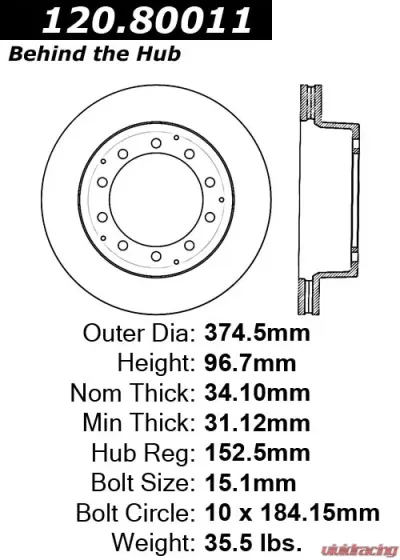 Centric Premium Brake Rotor 120.80011 - 120.80011