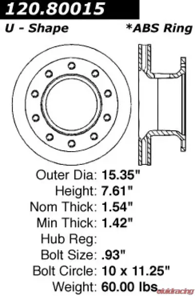 Centric Premium Brake Rotor 120.80015 - 120.80015