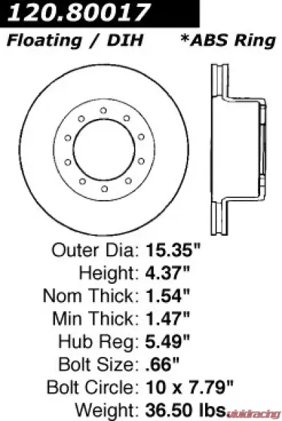 Centric Premium Brake Rotor 120.80017 - 120.80017