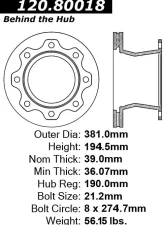 Centric Premium Brake Rotor 120.80018                                     - 120.80018 - Image 4