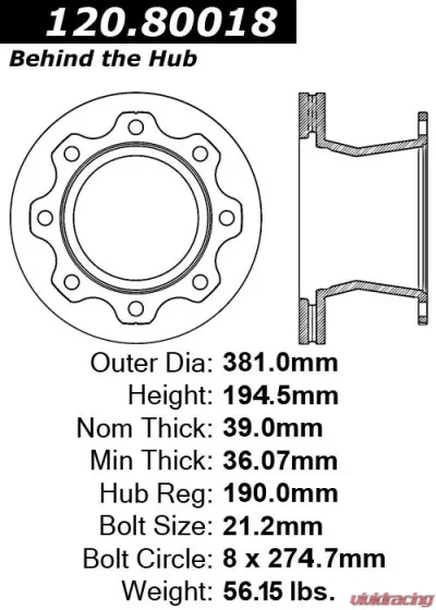 Centric Premium Brake Rotor 120.80018 - 120.80018