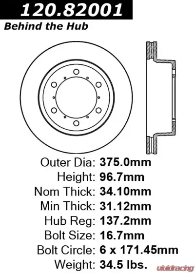 Centric Premium Brake Rotor 120.82001 - 120.82001