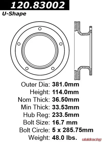 Centric Premium Brake Rotor 120.83002 - 120.83002