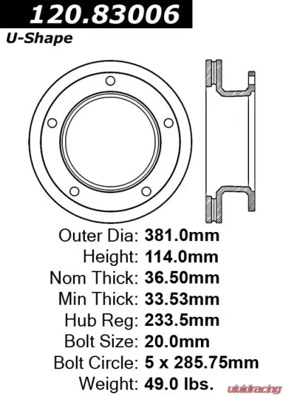 Centric Premium Brake Rotor 120.83006 - 120.83006