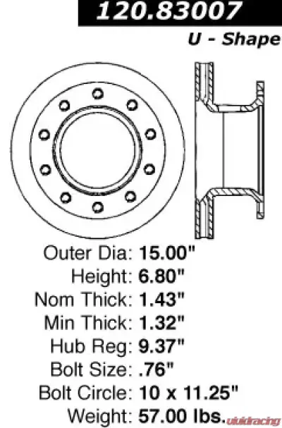 Centric Premium Brake Rotor 120.83007 - 120.83007