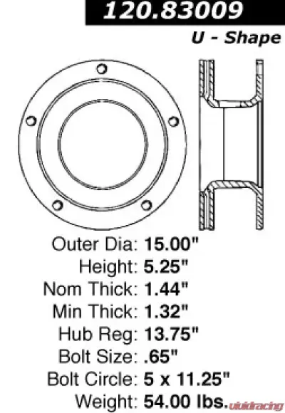 Centric Premium Brake Rotor 120.83009 - 120.83009