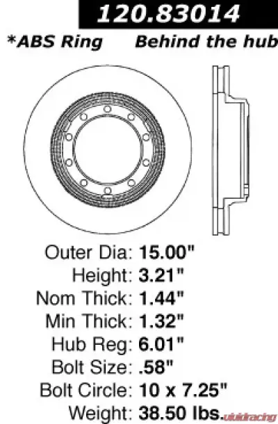 Centric Premium Brake Rotor 120.83014 - 120.83014
