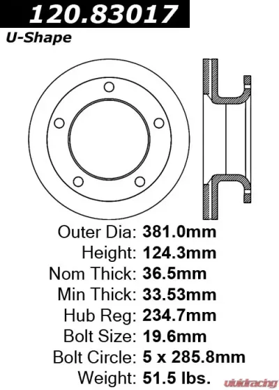 Centric Premium Brake Rotor 120.83017 - 120.83017