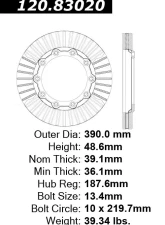 Centric Premium Brake Rotor 120.83020                                     - 120.83020 - Image 4