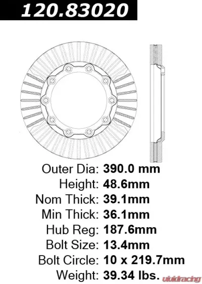 Centric Premium Brake Rotor 120.83020 - 120.83020