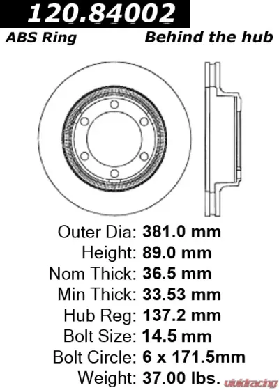 Centric Premium Brake Rotor 120.84002 - 120.84002