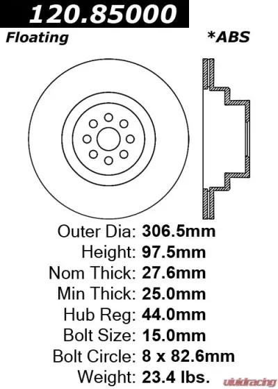 Centric Premium Brake Rotor 120.85000 - 120.85000