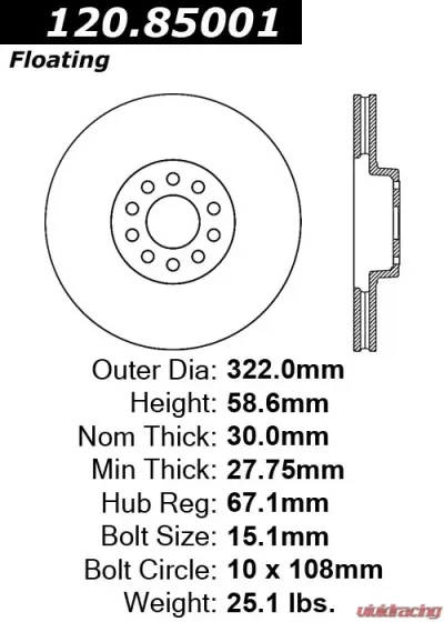 Centric Premium Brake Rotor 120.85001 - 120.85001