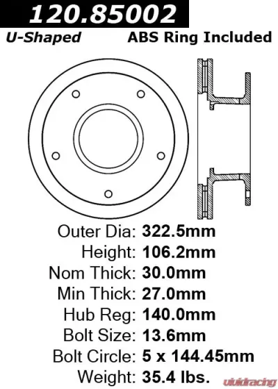 Centric Premium Brake Rotor 120.85002 - 120.85002