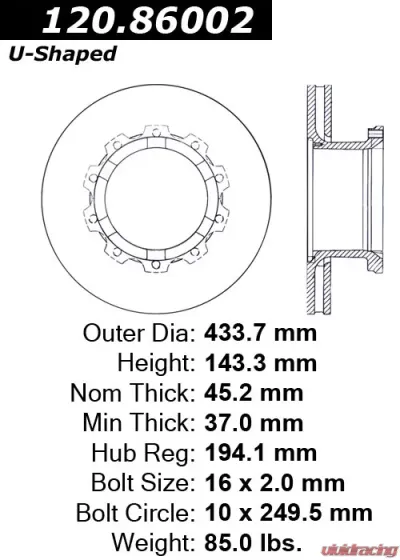 Centric Premium Brake Rotor 120.86001 - 120.86001