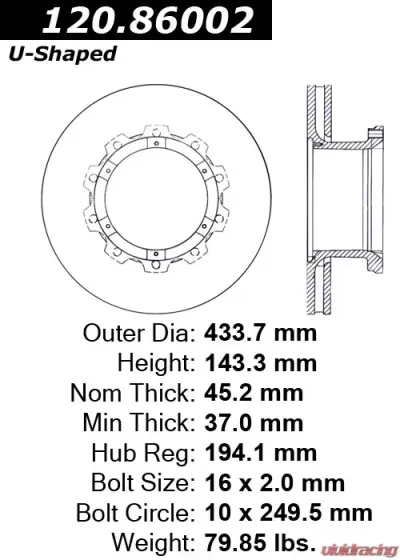 Centric Premium Brake Rotor 120.86002 - 120.86002