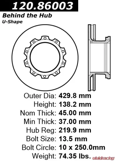 Centric Premium Brake Rotor 120.86003 - 120.86003