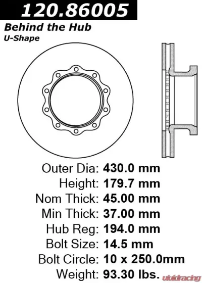 Centric Premium Brake Rotor 120.86005 - 120.86005