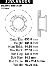 Centric Premium Brake Rotor 120.86009                                     - 120.86009 - Image 2