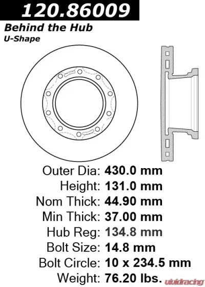 Centric Premium Brake Rotor 120.86009 - 120.86009